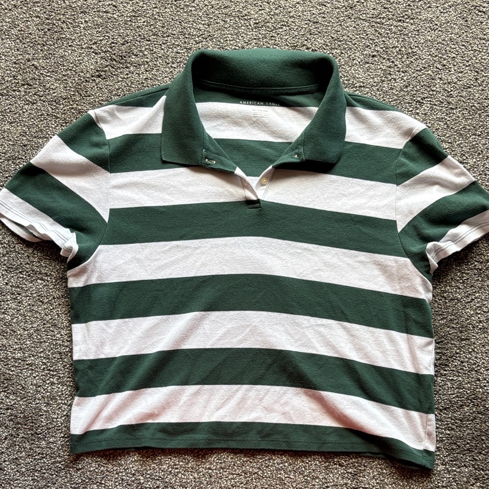 American Eagle Outfitters Green and White crop top